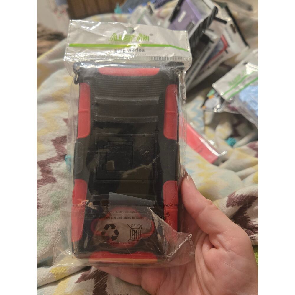 Rugged Red & Black Hybrid Kickstand Case for ZTE Sonata 2